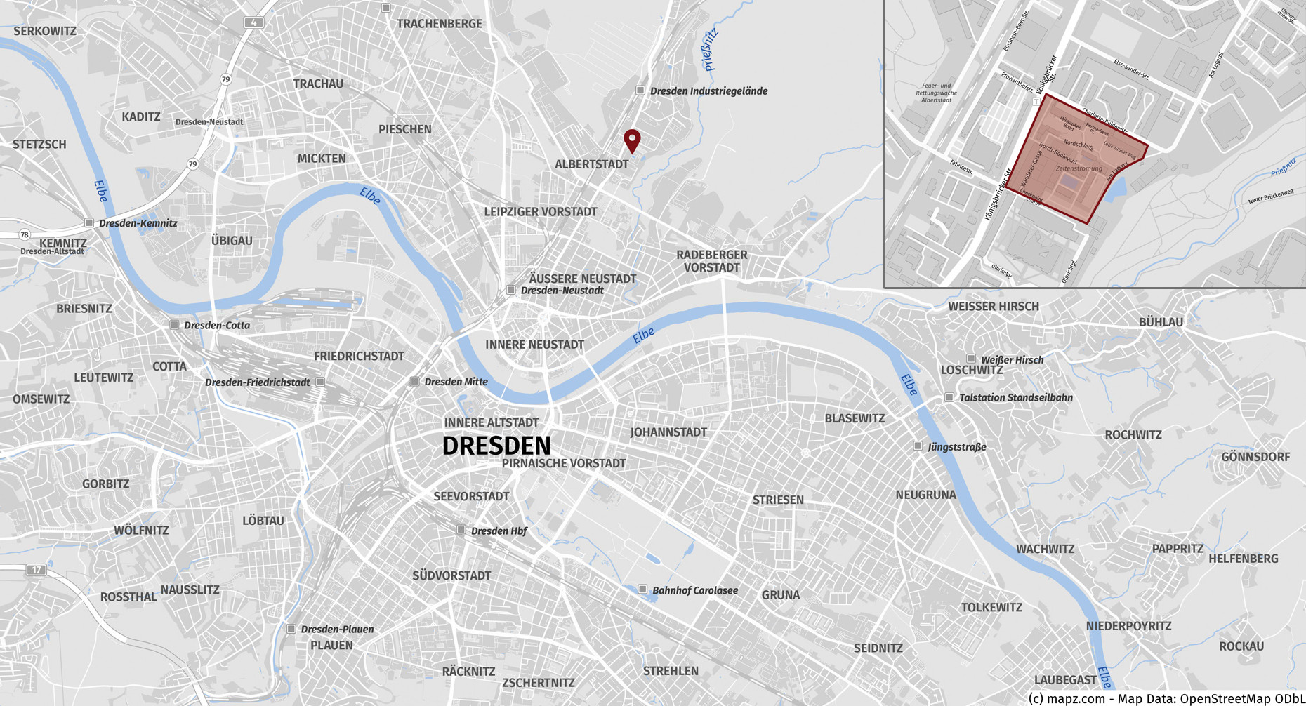 Karte Lage Zeitenströmung Dresden